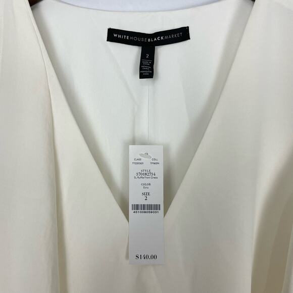 White House Black Market | NWT WHBM White Sleeveless Waterfall Ruffle Wrap Dress - Picture 7 of 11